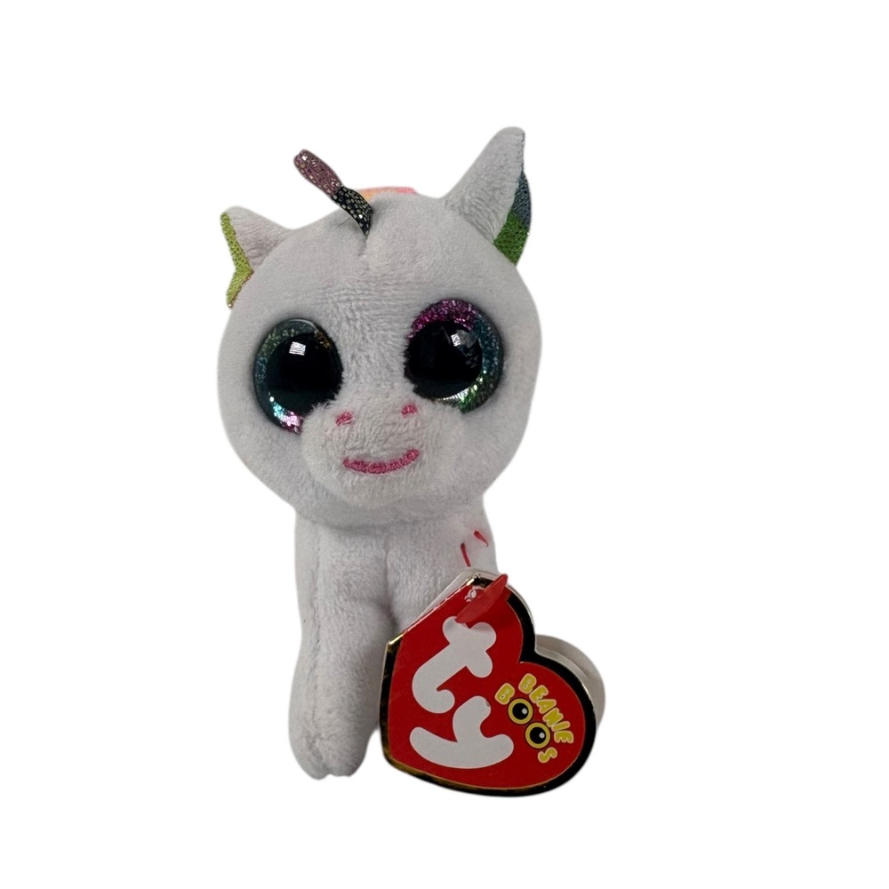Ty Beanie Boos Pixy Unicorn Kids Small White New Plush Clip On Rainbow Horn 2017
